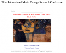 screenshot of Third International Music Therapy Research Conference website homepage.Website is managed by DifFused Online. Click to open link and view page.