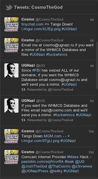 screenshot of @cosmo twitter feed