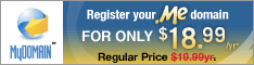Coupon for dot ME domain Registrations for $18.99 from my domain dot com