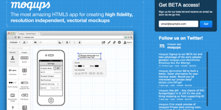 Moqups is a streamlined HTML5 web application for fast and painless wireframes, mockups and interactive prototypes.